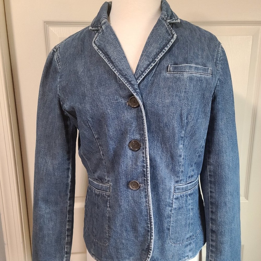 "ANN TAYLOR WOMEN'S DENIM  BLAZER" 98% COTTON & 2% LYCRA/SPANDEX!